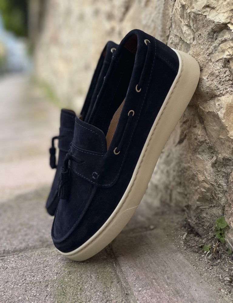 Huxley and Grace ανδρικά μπλε δερμάτινα loafers με tassels HG174191 φωτογραφία